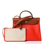 Hermes Toile H Berline Vache Hunter Herbag Zip 31 PM Orange Mecano Fauve