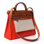 Hermes Toile H Berline Vache Hunter Herbag Zip 31 PM Orange Mecano Fauve