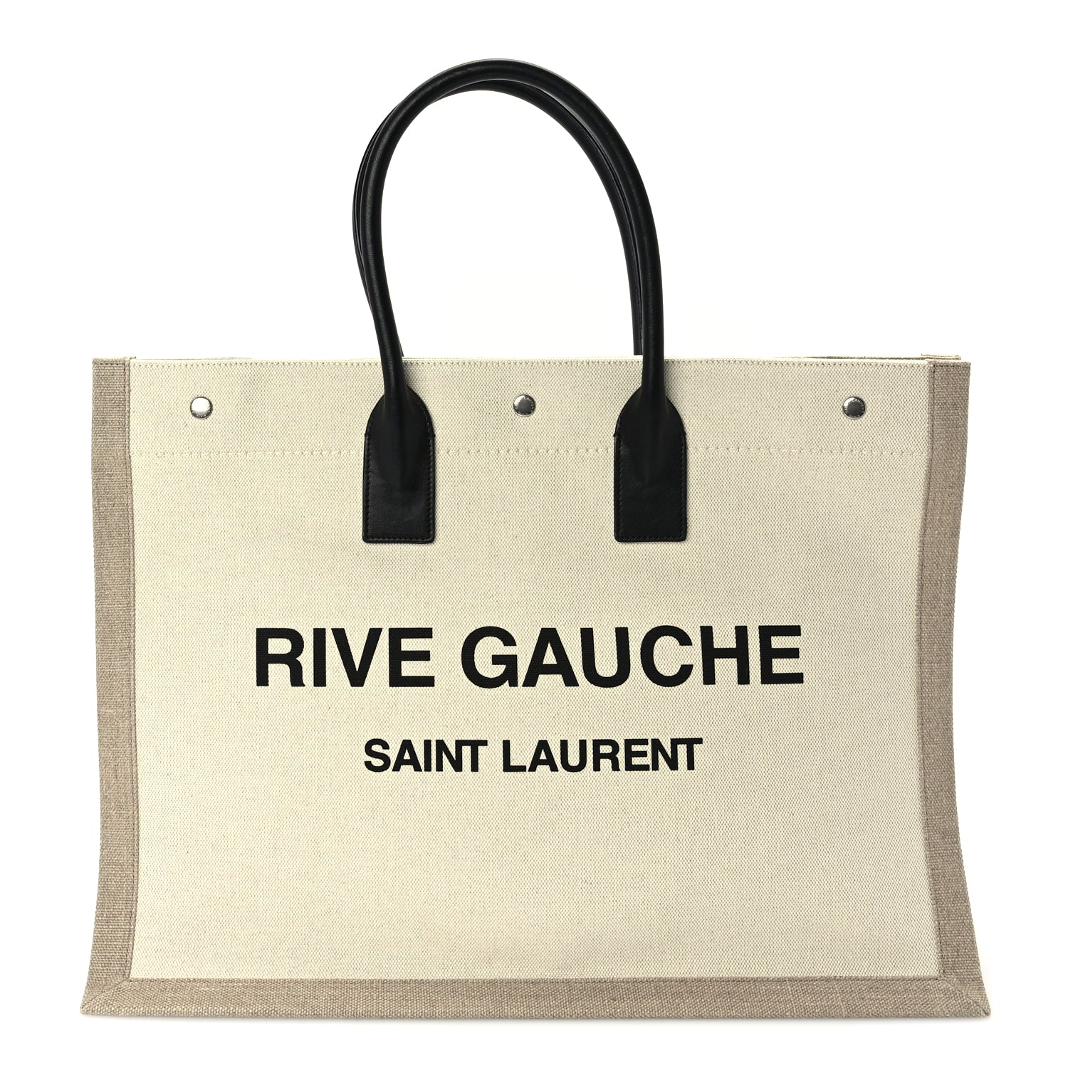 Saint Laurent Linen Calfskin Rive Gauche Tote Optic White