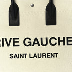 Saint Laurent Linen Calfskin Rive Gauche Tote Optic White