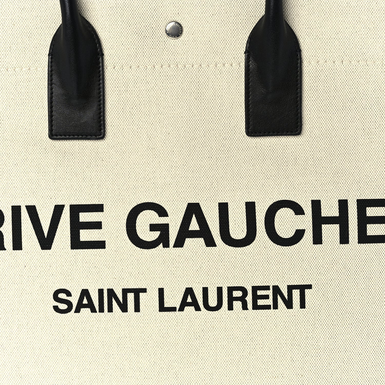 Saint Laurent Linen Calfskin Rive Gauche Tote Optic White