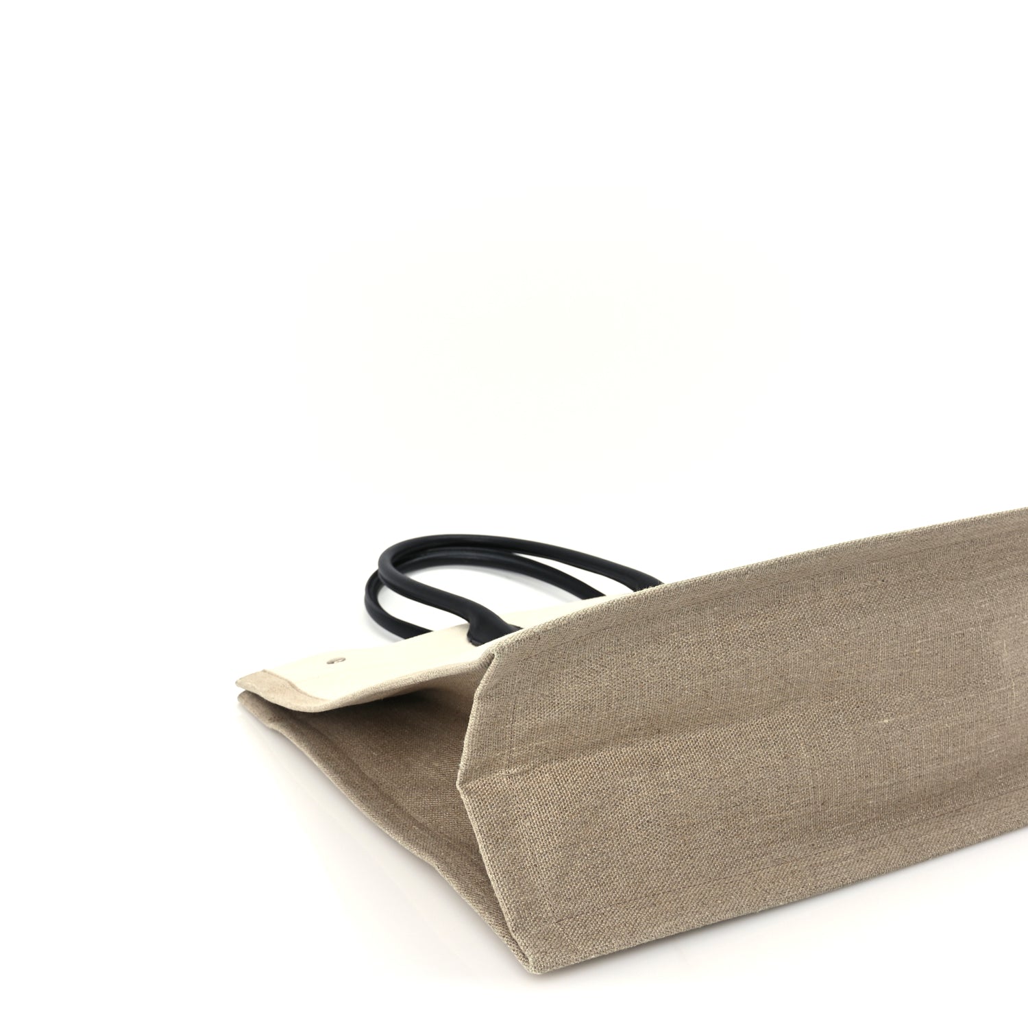 Saint Laurent Linen Calfskin Rive Gauche Tote Optic White