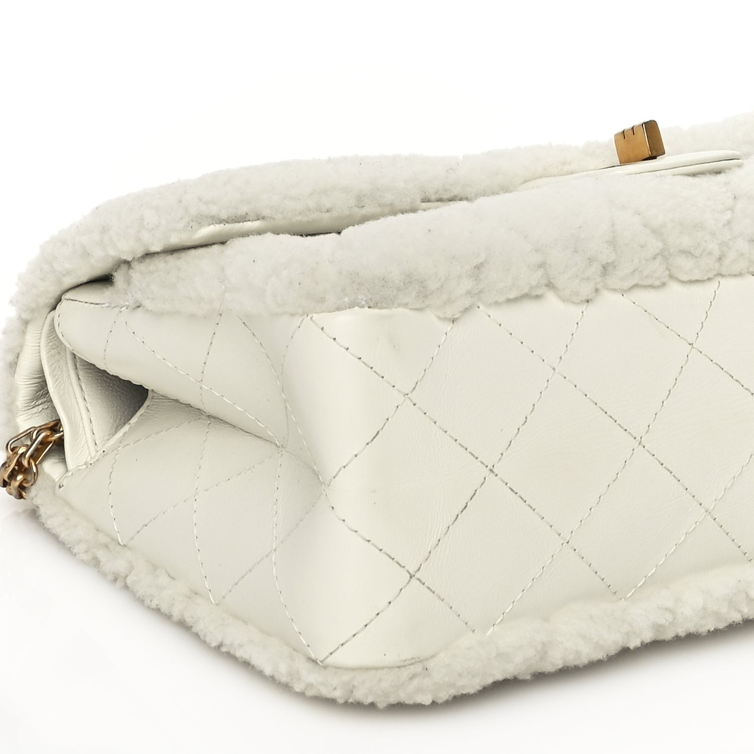 Chanel Shearling Lambskin Aged Calfskin Quilted 2.55 Reissue 225 Flap White
