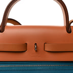 Hermes Toile Officier Vache Hunter Herbag Zip PM 31 Bleu Izmir Fauve