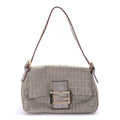 Fendi Metallic Jacquard Zucchino Suede Mini Mama Baguette  Cipria Argento Grigio