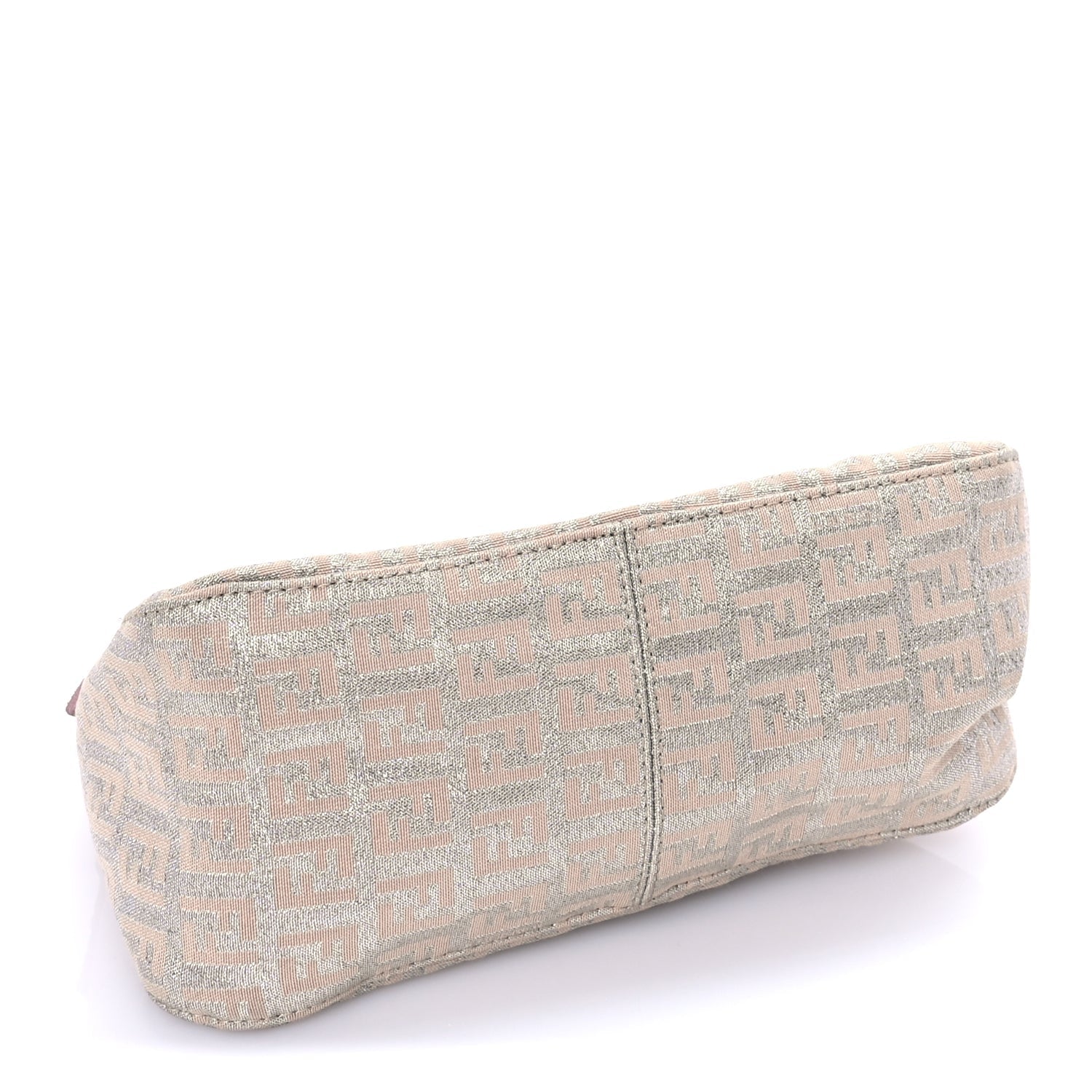 Fendi Metallic Jacquard Zucchino Suede Mini Mama Baguette  Cipria Argento Grigio
