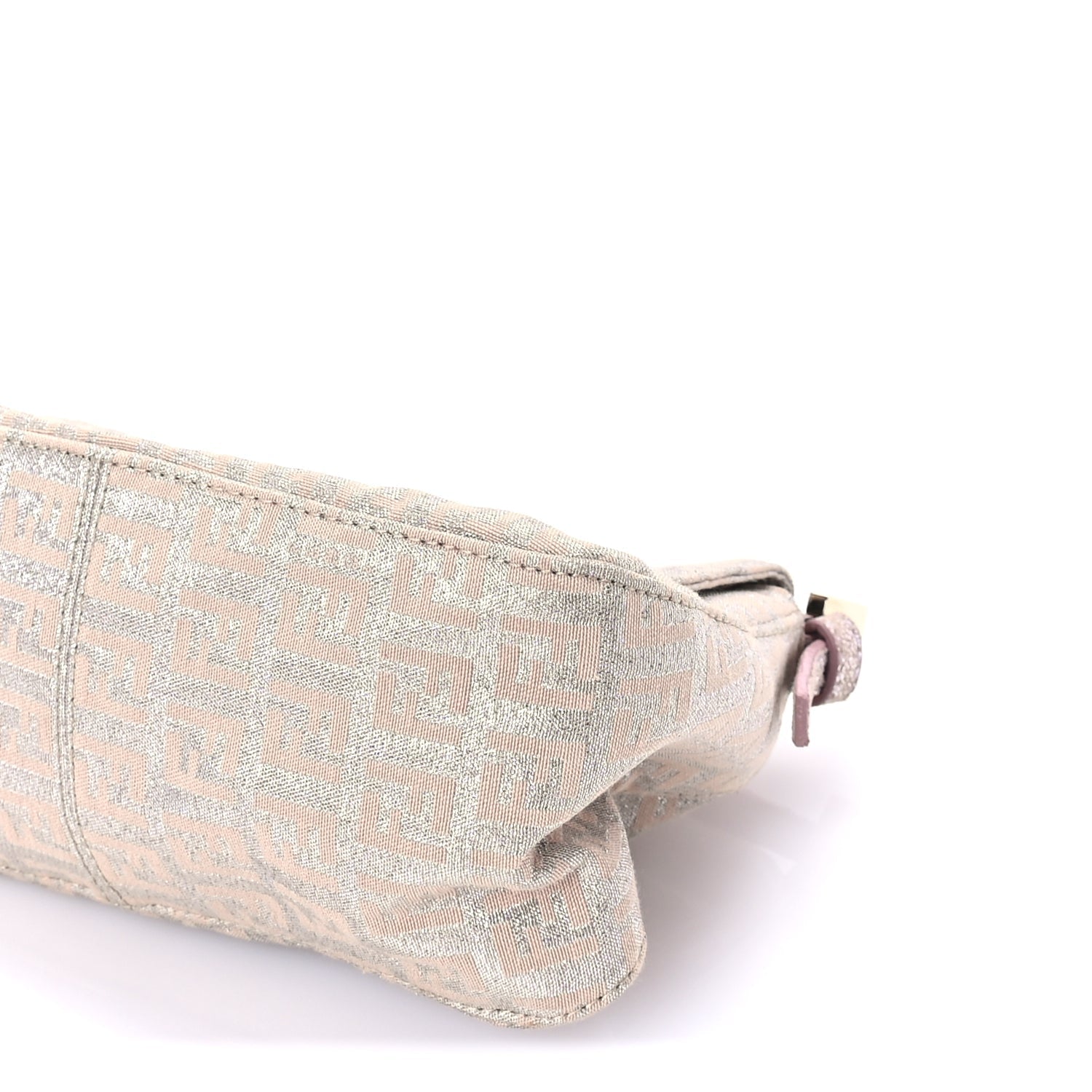 Fendi Metallic Jacquard Zucchino Suede Mini Mama Baguette  Cipria Argento Grigio