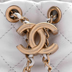 Chanel Calfskin Quilted Pearl Mini About Pearls Drawstring Bucket Bag White