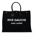 Saint Laurent Linen Calfskin Rive Gauche Tote Black