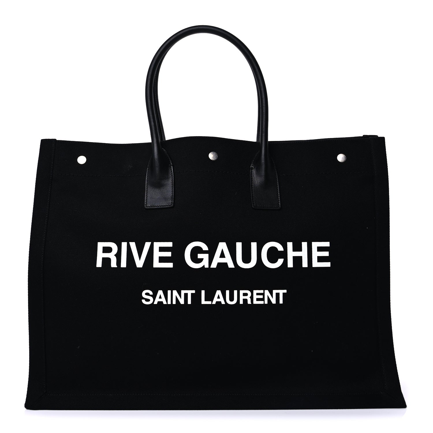 Saint Laurent Linen Calfskin Rive Gauche Tote Black