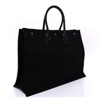 Saint Laurent Linen Calfskin Rive Gauche Tote Black