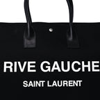 Saint Laurent Linen Calfskin Rive Gauche Tote Black