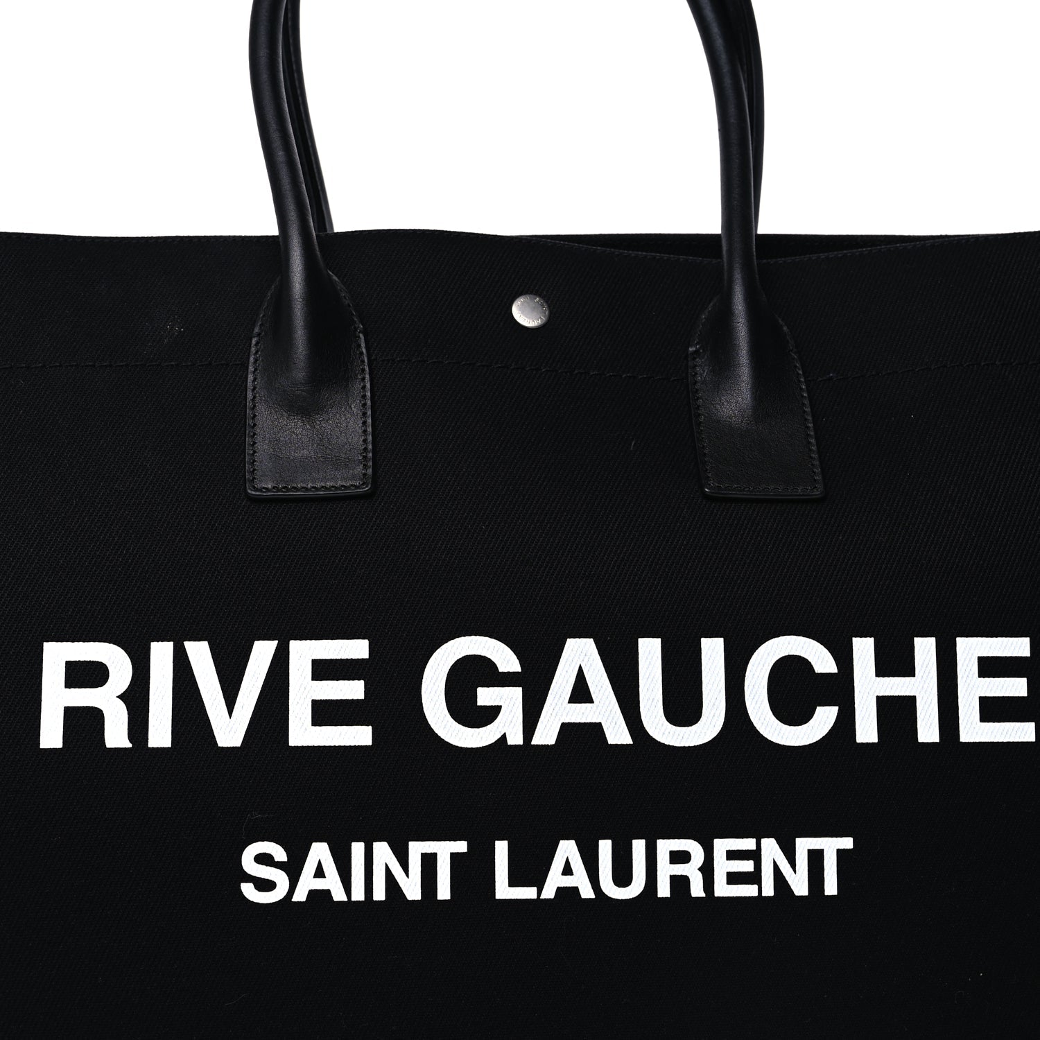 Saint Laurent Linen Calfskin Rive Gauche Tote Black