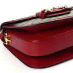 Gucci GG Supreme Monogram Azalea Calfskin Horsebit 1955 Shoulder Bag Beige Ebony New Cherry Red
