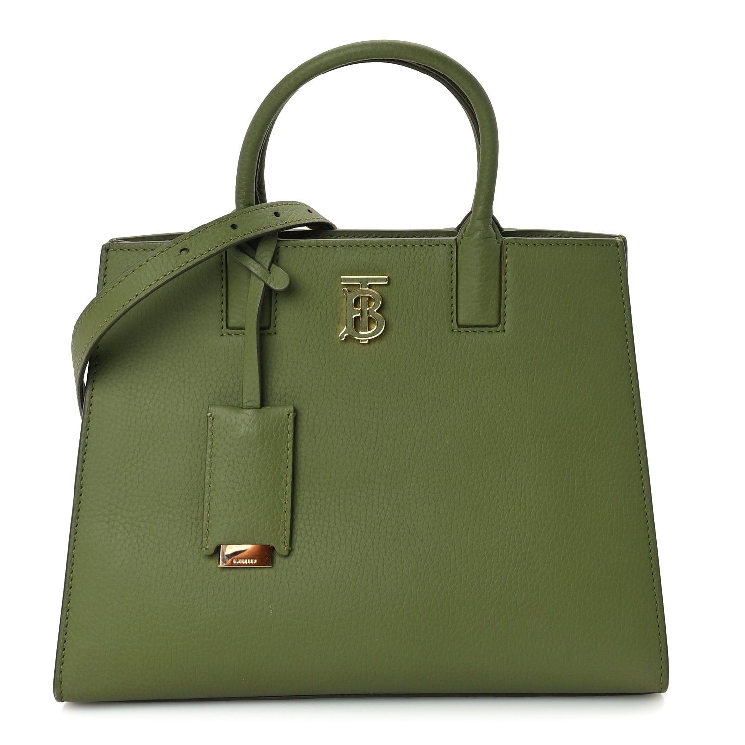 Burberry Grained Calfskin Mini Frances Tote Spruce Green