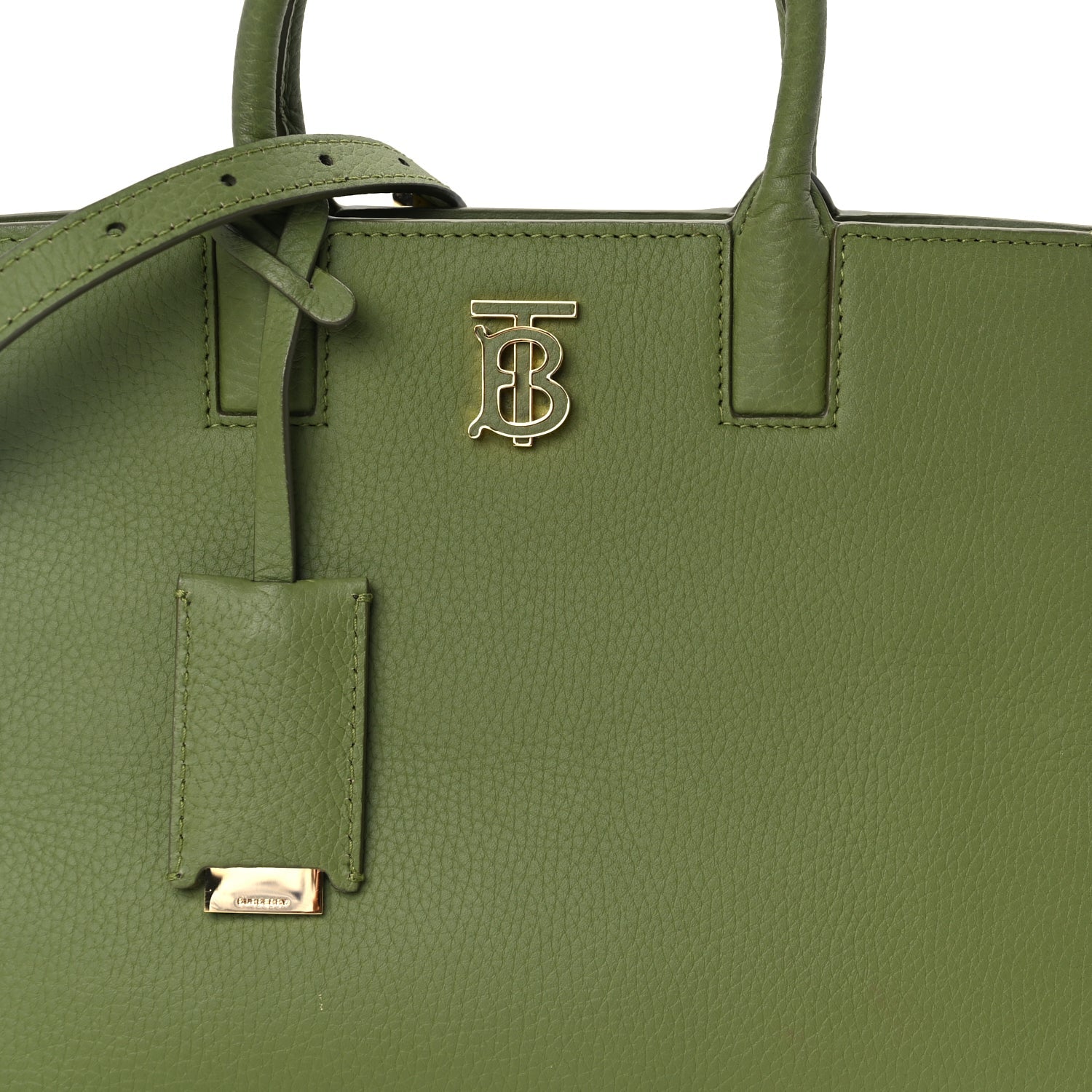 Burberry Grained Calfskin Mini Frances Tote Spruce Green