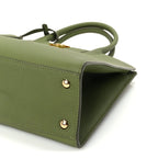 Burberry Grained Calfskin Mini Frances Tote Spruce Green
