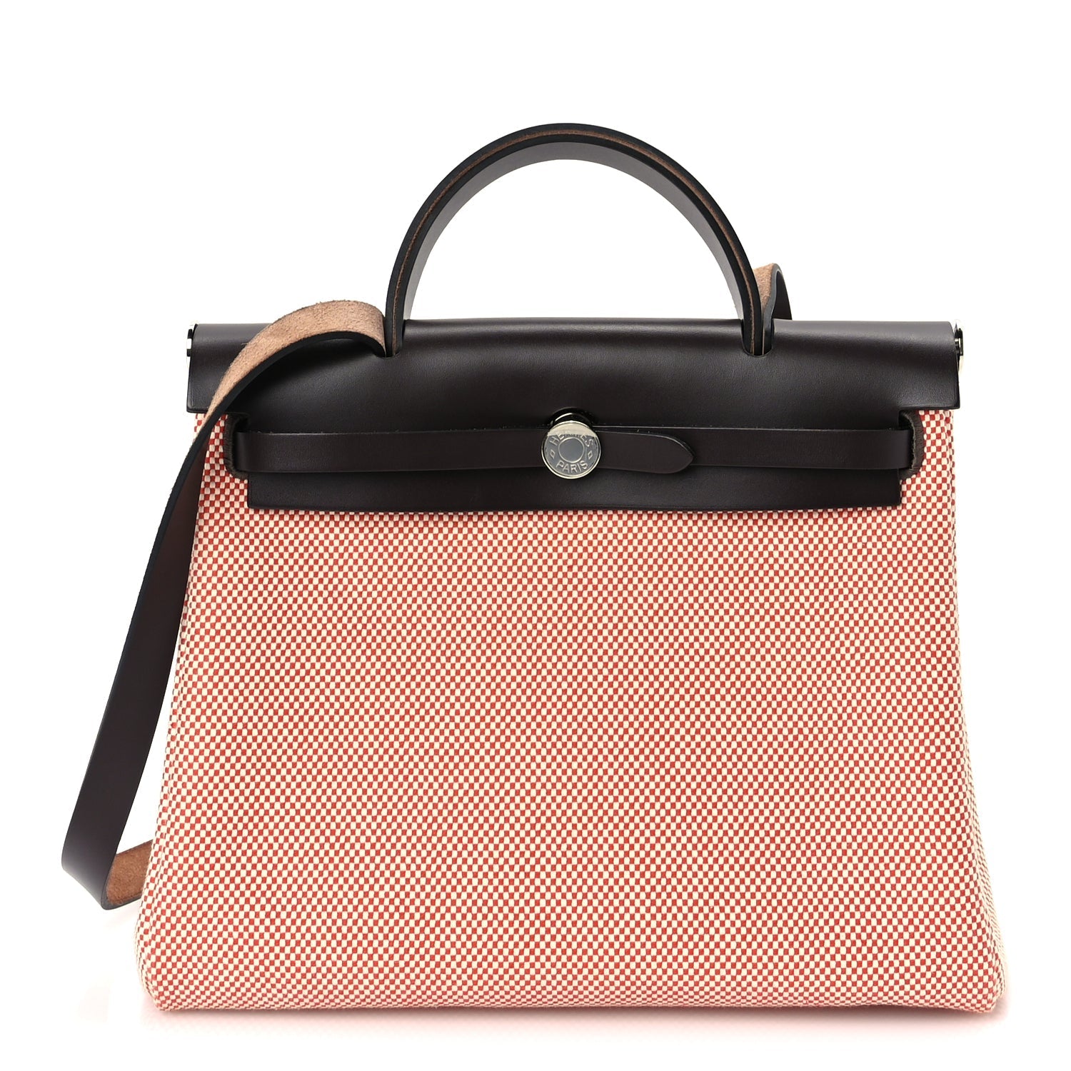 Hermes Criss Viking Vache Hunter Herbag Zip Retourne 31 PM  Ecru Sanguine Ebene