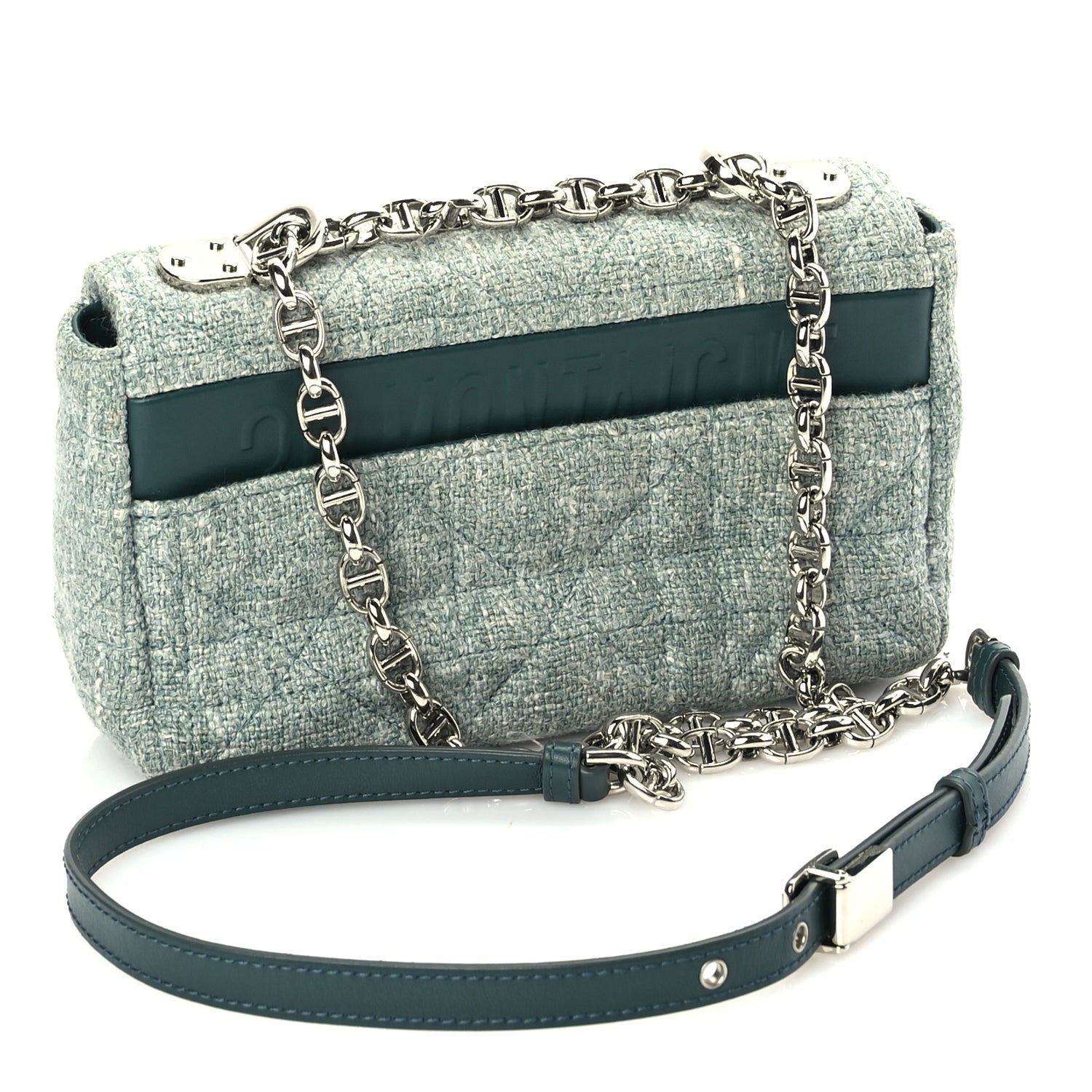 Christian Dior Tweed Macrocannage Small Caro Bag  Light Green