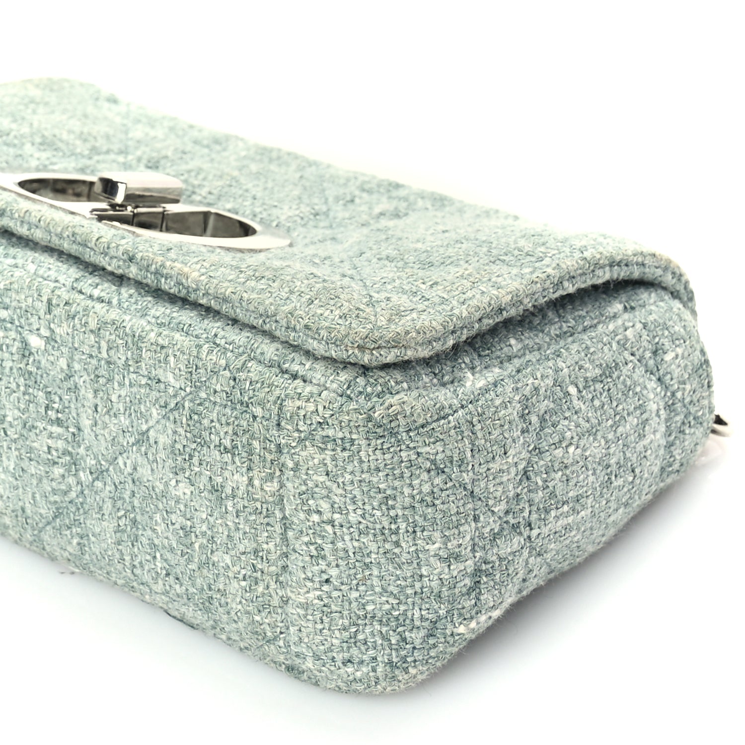 Christian Dior Tweed Macrocannage Small Caro Bag  Light Green