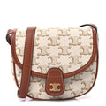 Celine Triomphe Canvas Calfskin Mini Besace Bag  White