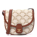 Celine Triomphe Canvas Calfskin Mini Besace Bag  White