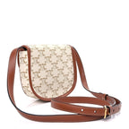 Celine Triomphe Canvas Calfskin Mini Besace Bag  White
