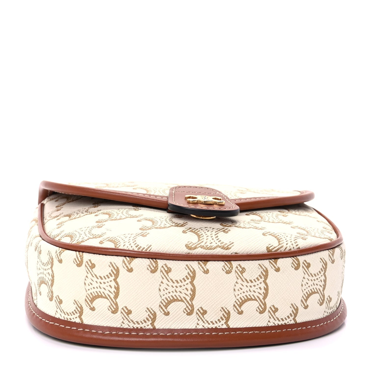 Celine Triomphe Canvas Calfskin Mini Besace Bag  White