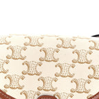 Celine Triomphe Canvas Calfskin Mini Besace Bag  White