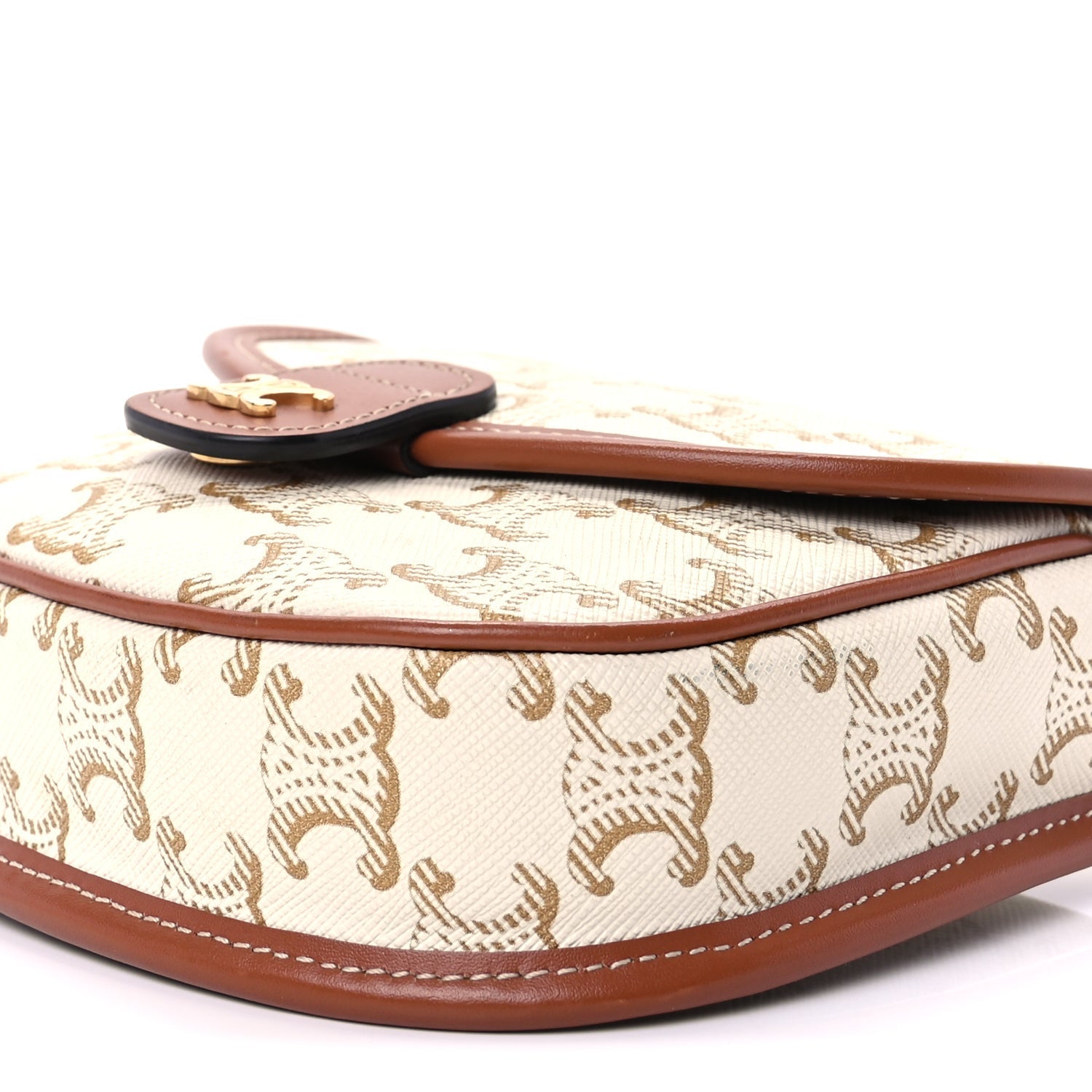 Celine Triomphe Canvas Calfskin Mini Besace Bag  White