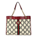 Gucci Tweed GG Monogram Large Rajah Chain Tote  White Black Romantic Cherry