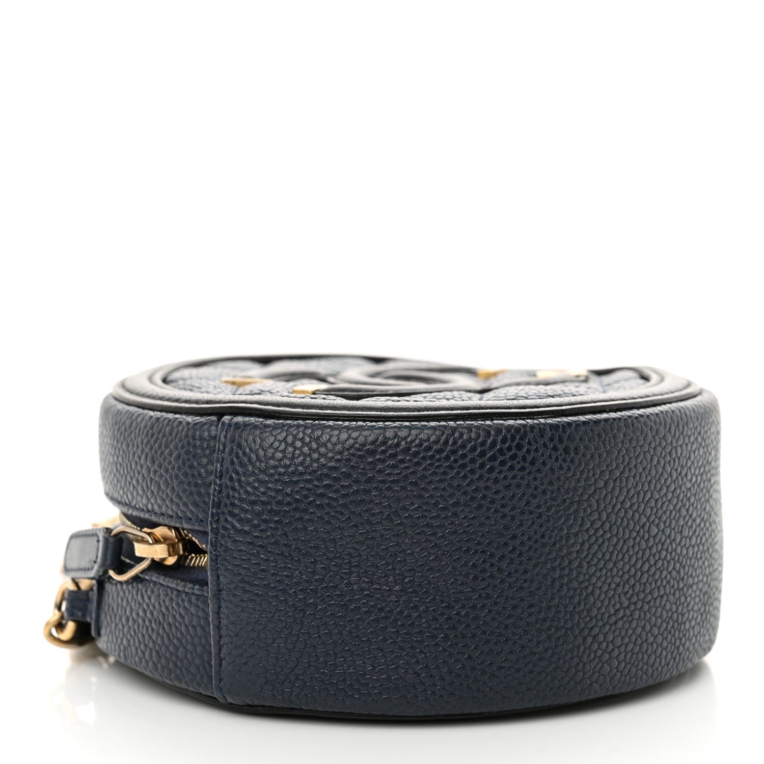 Chanel Caviar Quilted Round Filigree Crossbody Navy Black