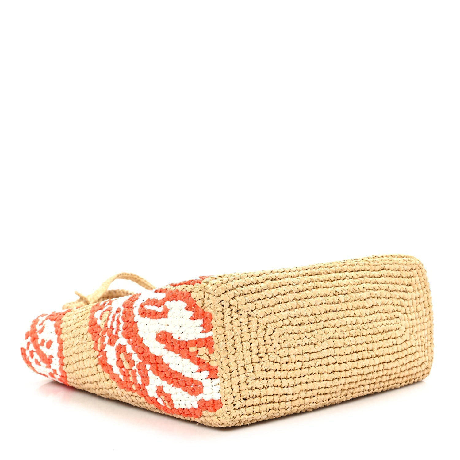 Prada Raffia Floral Small Logo Tote Naturale Arancio Naturale Arancio