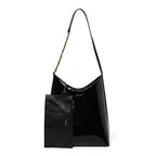 Saint Laurent Patent Calfskin Rendez-Vous Hobo Black