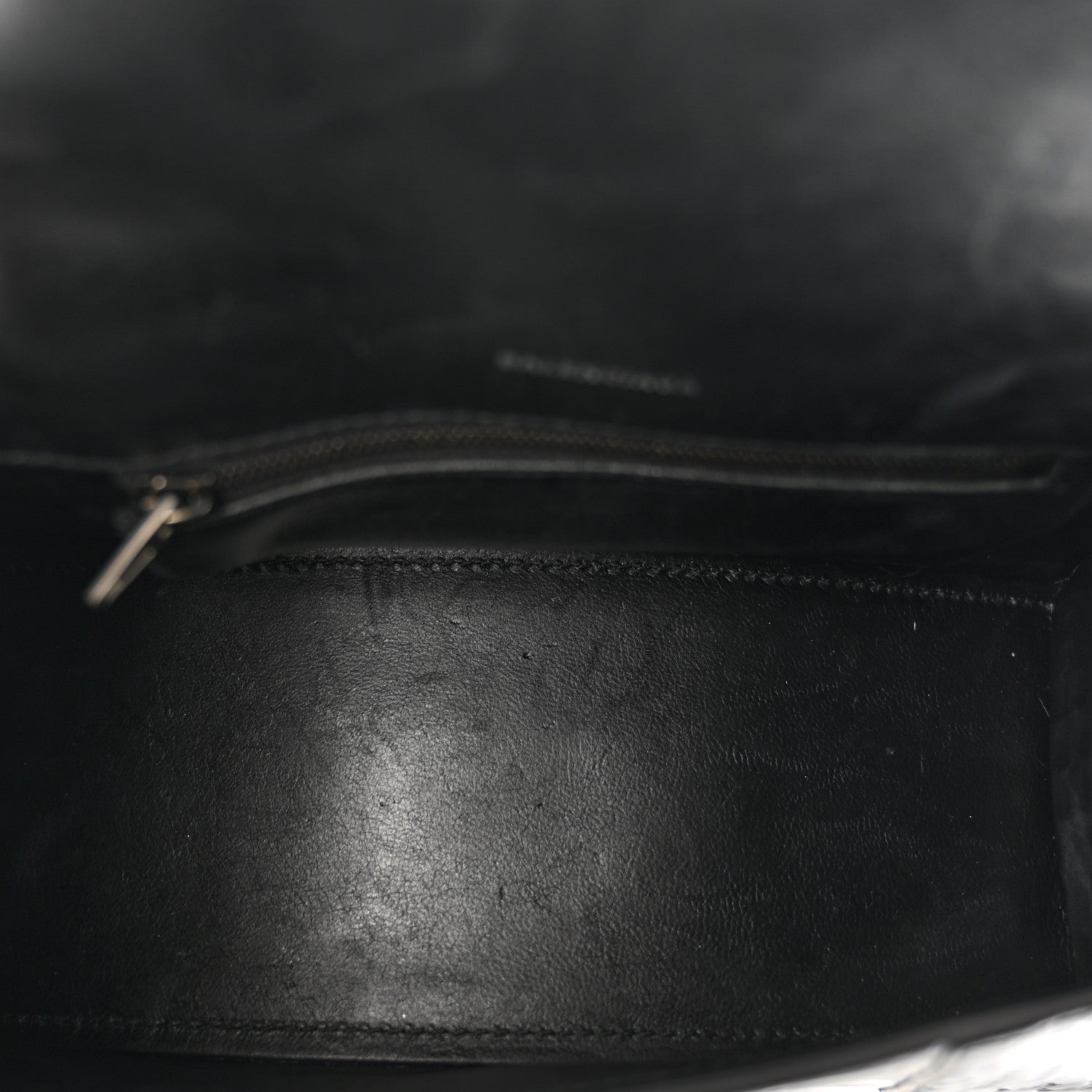 Balenciaga Shiny Calfskin Monochrome Crocodile Embossed Small Hourglass Top Handle Bag Black