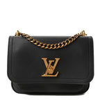 Louis Vuitton Grained Calfskin Lockme Chain Bag PM Black
