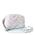 Gucci Iridescent Nappa Chevron Matelasse Small GG Marmont Chain Shoulder Bag Iridescent Snow Light Blue