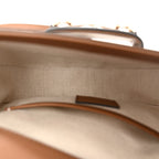 Gucci GG Supreme Monogram Horsebit 1955 Soft Small Shoulder Bag Beige Brown
