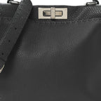 Fendi Cuoio Romano Selleria Bi-Color Medium Peekaboo Iconic Satchel Asfalto Latte